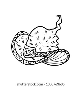 Halloween doodle witch hat element. Isolated vector illustration