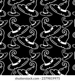 halloween doodle witch seamless pattern background for wallpaper