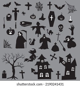 Halloween Doodles Clipart set witch party 