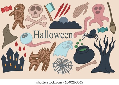 Halloween doodles, cute cartoon Halloween