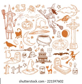 Halloween doodles elements. vector illustration