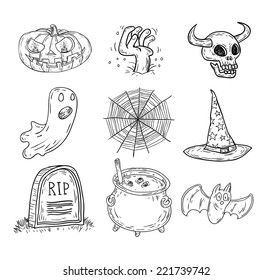 Halloween doodles elements. vector illustration