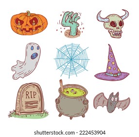 Halloween doodles elements. vector illustration