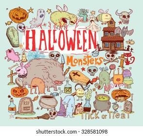 Halloween doodles elements. vector illustration