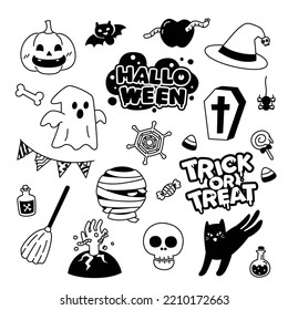 Halloween Doodles. Hand drawing styles with Halloween day.