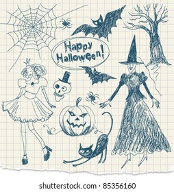 Halloween doodles, hand drawn
