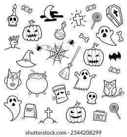 Halloween doodles hand drawn. Vector illustration