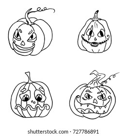 Halloween doodles Sketch of pumpkin icon. Hand drawn Vector doodle illustration.