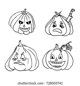 Halloween doodles Sketch of pumpkin icon. Hand drawn Vector doodle illustration.