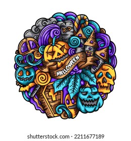 Halloween Doodles Vector Design Illustration
