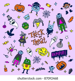 Halloween doodles. Vector illustration.