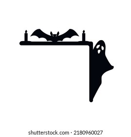 Halloween Door Corner. Monster silhouette in the corner. Happy Halloween. Flat design. White background. Isolated Vector illustration