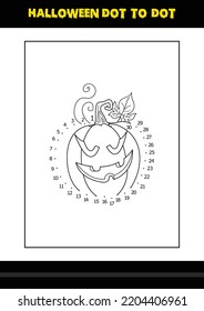 Halloween dot to dot coloring page for kids. Line art coloring page design for kids.