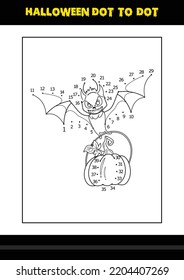 Halloween dot to dot coloring page for kids. Line art coloring page design for kids.