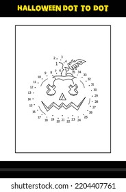 Halloween dot to dot coloring page for kids. Line art coloring page design for kids.