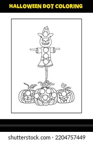Halloween dot coloring page for kids. Line art coloring page design for kids.