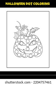 Halloween dot coloring page for kids. Line art coloring page design for kids.