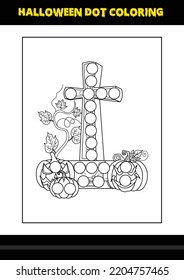 Halloween dot coloring page for kids. Line art coloring page design for kids.