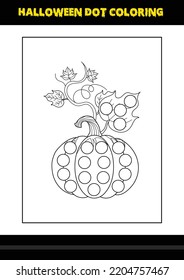 Halloween dot coloring page for kids. Line art coloring page design for kids.