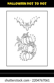 Halloween dot to dot coloring page for kids. Line art coloring page design for kids.