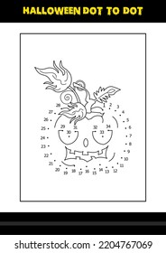 Halloween dot to dot coloring page for kids. Line art coloring page design for kids.