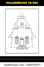 Halloween dot to dot coloring page for kids. Line art coloring page design for kids.