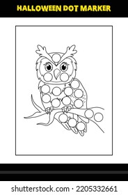 Halloween dot coloring page for kids. Line art coloring page design for kids.