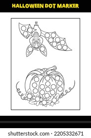 Halloween dot coloring page for kids. Line art coloring page design for kids.