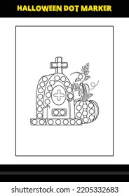 Halloween dot coloring page for kids. Line art coloring page design for kids.