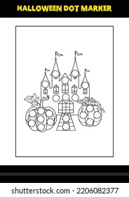 Halloween dot coloring page for kids. Line art coloring page design for kids.