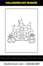 Halloween dot coloring page for kids. Line art coloring page design for kids.