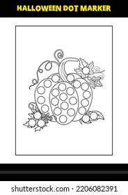 Halloween dot coloring page for kids. Line art coloring page design for kids.