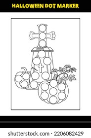 Halloween dot coloring page for kids. Line art coloring page design for kids.