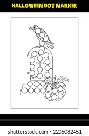 Halloween dot coloring page for kids. Line art coloring page design for kids.