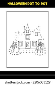 Halloween dot to dot coloring page for kids. Line art coloring page design for kids.