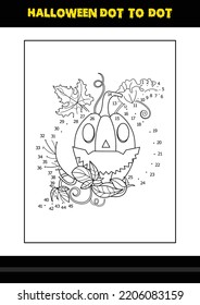 Halloween dot to dot coloring page for kids. Line art coloring page design for kids.