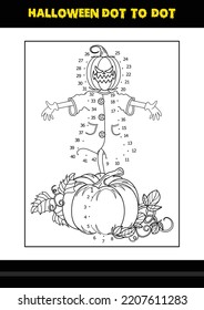 Halloween dot to dot coloring page for kids. Line art coloring page design for kids.