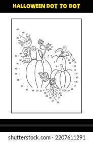 Halloween dot to dot coloring page for kids. Line art coloring page design for kids.