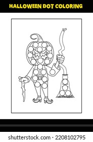 Halloween dot coloring page for kids. Line art coloring page design for kids.