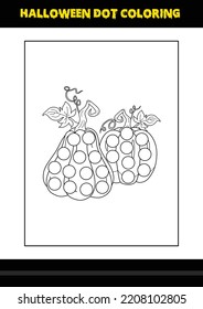 Halloween dot coloring page for kids. Line art coloring page design for kids.