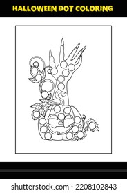 Halloween dot coloring page for kids. Line art coloring page design for kids.