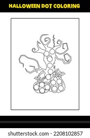 Halloween dot coloring page for kids. Line art coloring page design for kids.