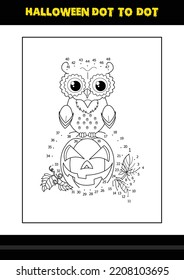 Halloween dot to dot coloring page for kids. Line art coloring page design for kids.