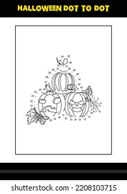 Halloween dot to dot coloring page for kids. Line art coloring page design for kids.