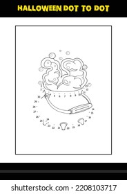Halloween dot to dot coloring page for kids. Line art coloring page design for kids.