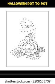 Halloween dot to dot coloring page for kids. Line art coloring page design for kids.