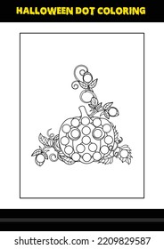 Halloween dot coloring page for kids. Line art coloring page design for kids.