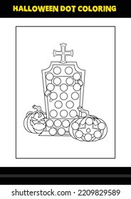 Halloween dot coloring page for kids. Line art coloring page design for kids.