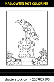 Halloween dot coloring page for kids. Line art coloring page design for kids.