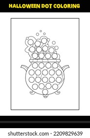 Halloween dot coloring page for kids. Line art coloring page design for kids.